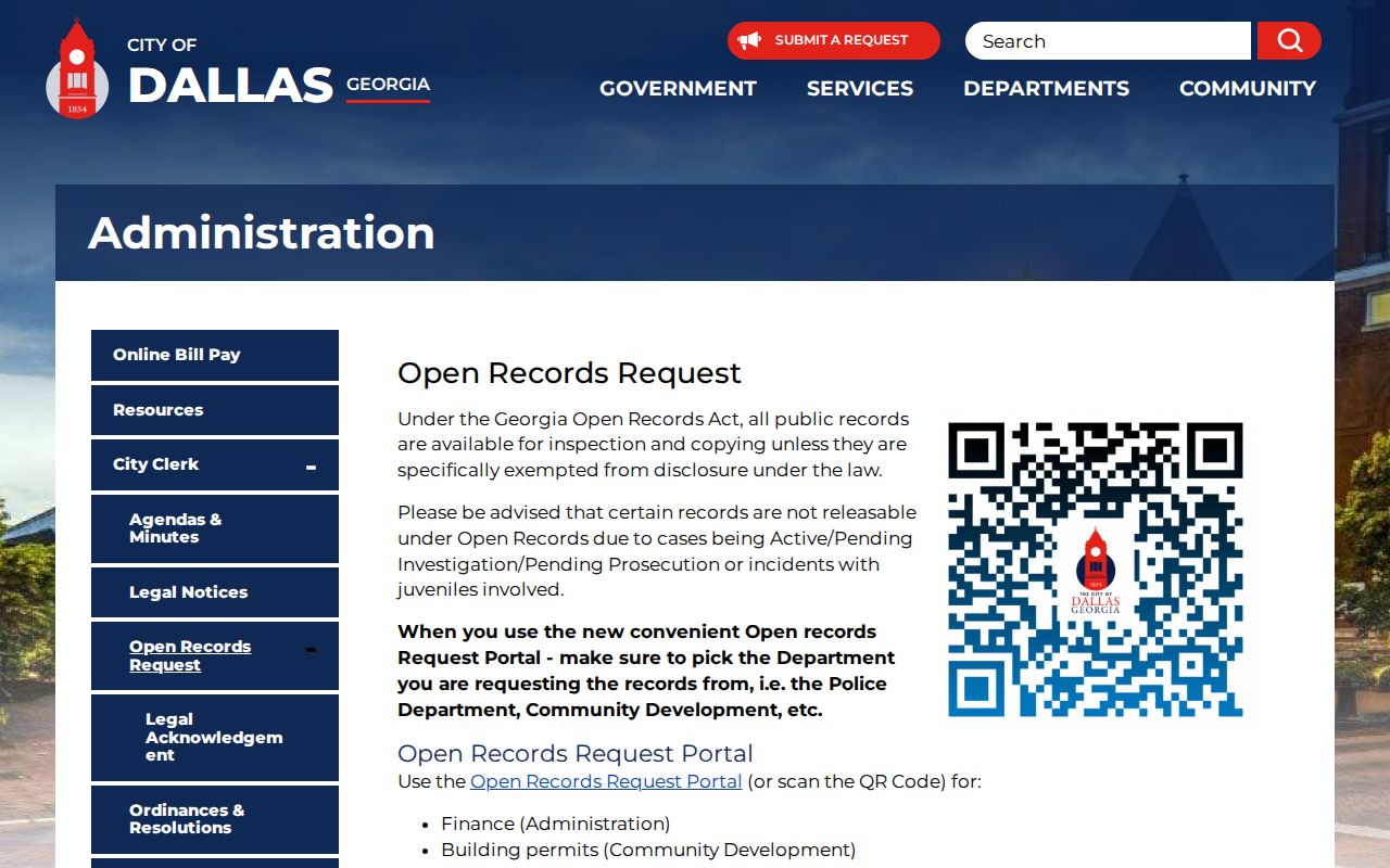 Dallas criminal history open records request instructions