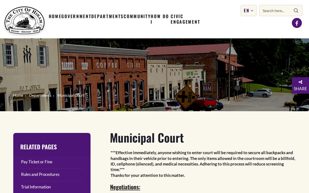 Hiram Municipal Court criminal record information