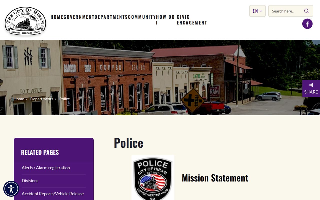 Hiram Police Department criminal records information