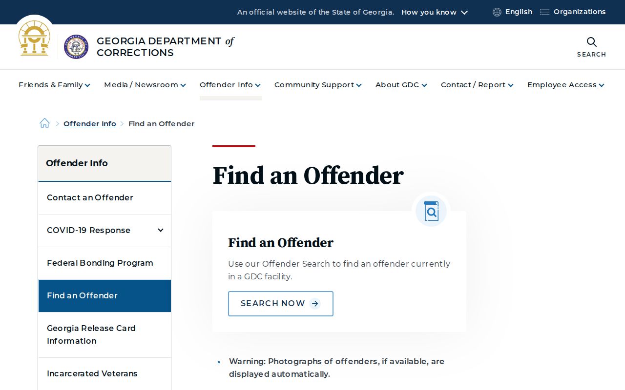 Georgia Department of Corrections offender search